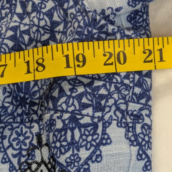 Coldwater Creek Full Zip Jacket Womens 12 Blue Linen Lined Classic Embroidered - Picture 6 of 11